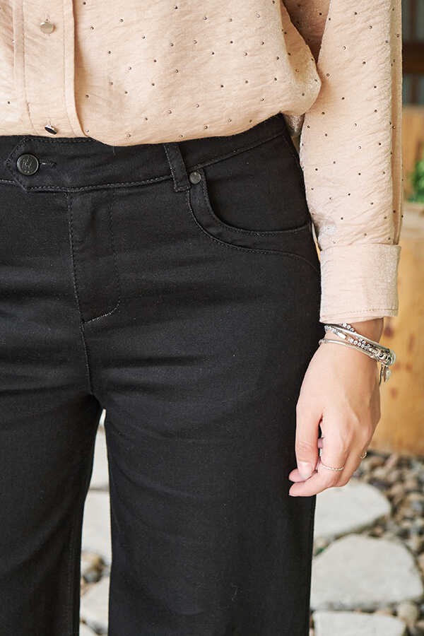 Neways 1067-DENIM Bol Paça Pantolon Siyah görsel 2