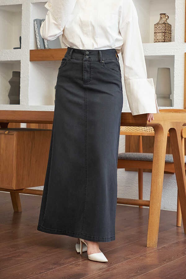 Neways 2254-DENIM Klasik Etek Füme