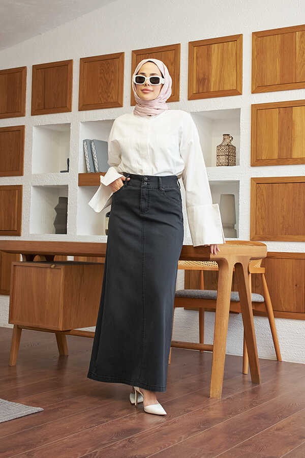 Neways 2254-DENIM Klasik Etek Füme görsel 5