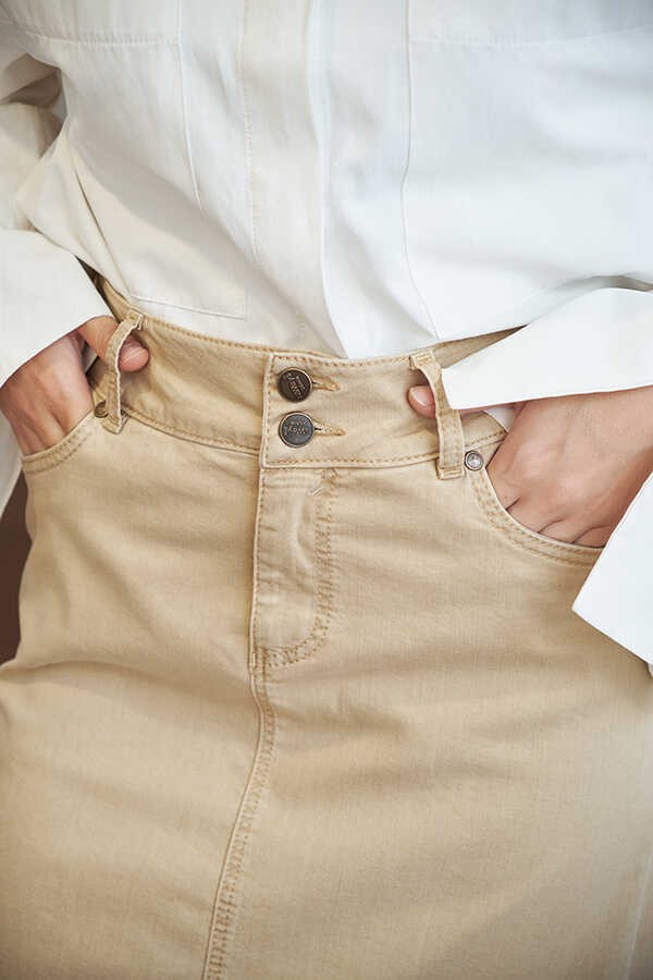 Neways 2254-DENIM Klasik Etek Bej görsel 3
