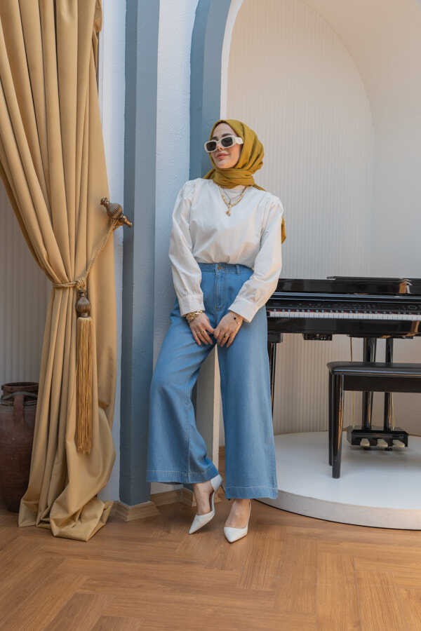 Neways 1164-PILELI Denim Pantolon Mavi