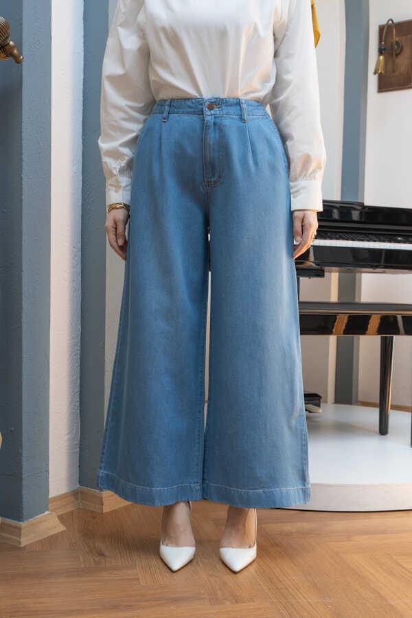 Neways 1164-PILELI Denim Pantolon Mavi görsel 4