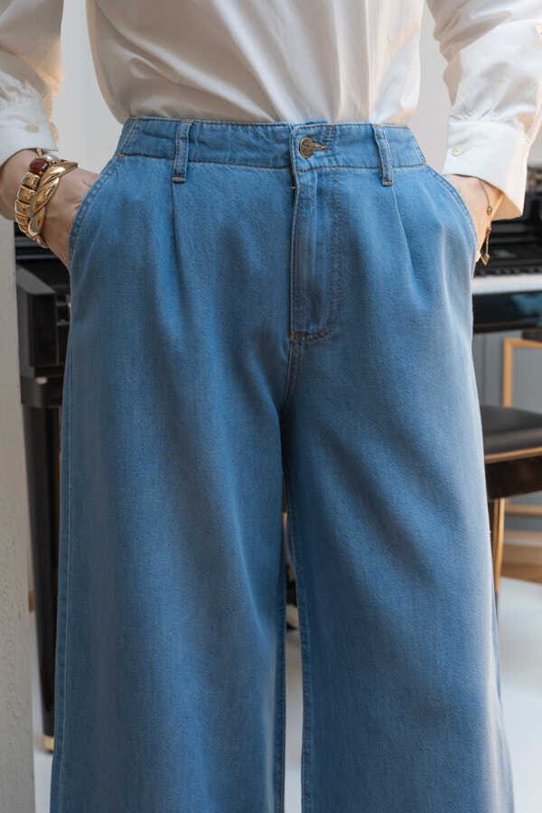 Neways 1164-PILELI Denim Pantolon Mavi görsel 5