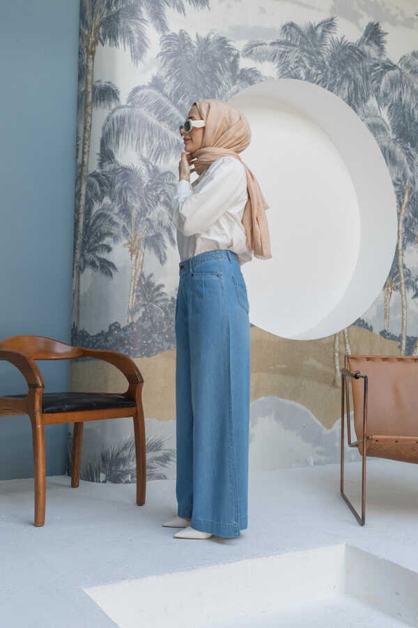 Neways 1165-DENIM Bol Paça Pantolon Mavi