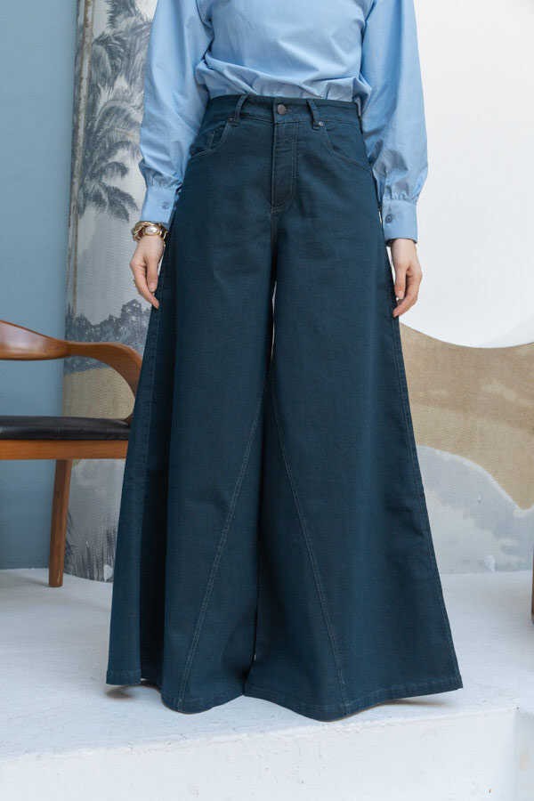 Neways 1162-DENIM Pantolon Etek Petrol görsel 4