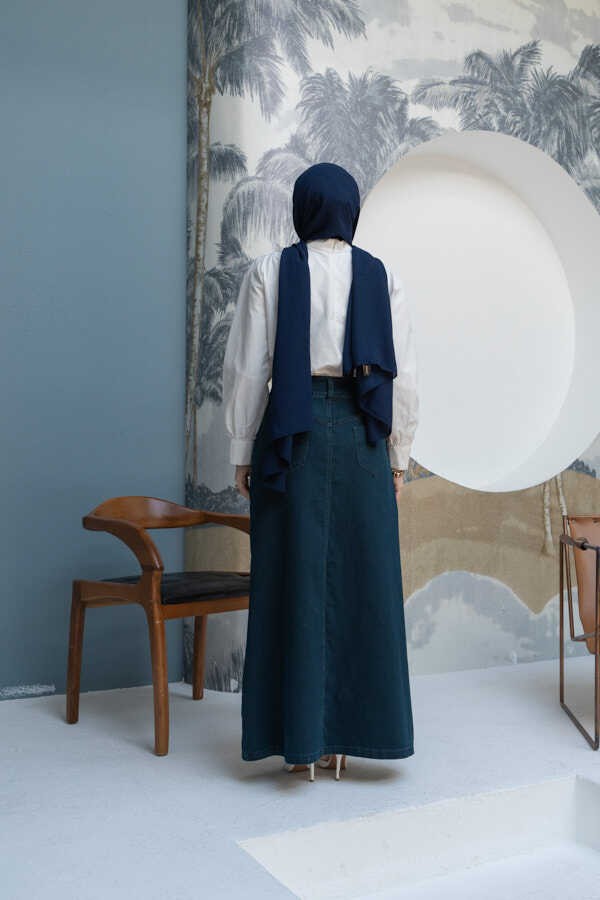 Neways 2254-DENIM Klasik Etek Petrol görsel 2