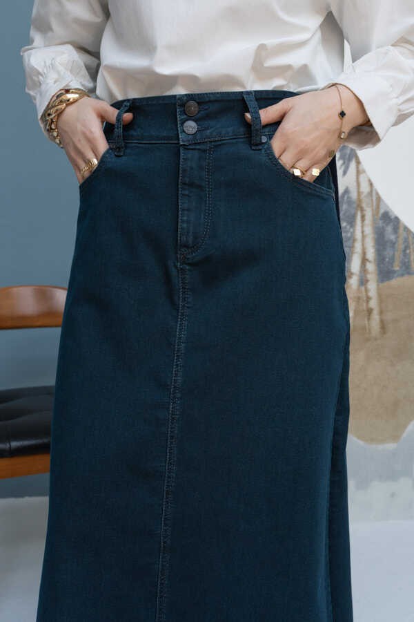 Neways 2254-DENIM Klasik Etek Petrol görsel 4