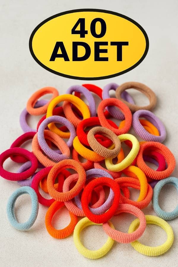 Nistabolje Renkli Saç Tokası 40 Adet Orta Boy Esnek Havlu Lastik Toka görsel 2