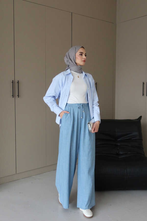 Neways 1167-DENIM Bol Paça Pantolon Mavi