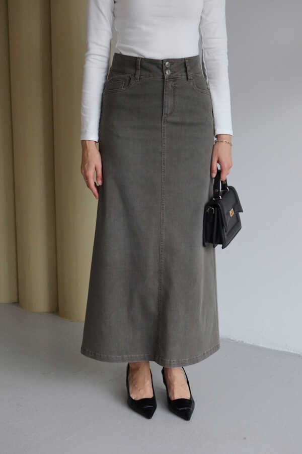 Neways 2254-DENIM Klasik Etek Haki
