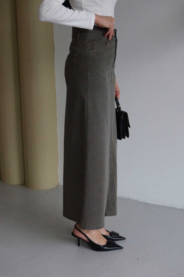 Neways 2254-DENIM Klasik Etek Haki görsel 2