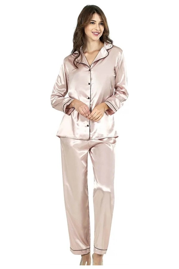 Aesco Aria's Closet Pudra Ikili Saten Gecelik Pijama Takımı 7647