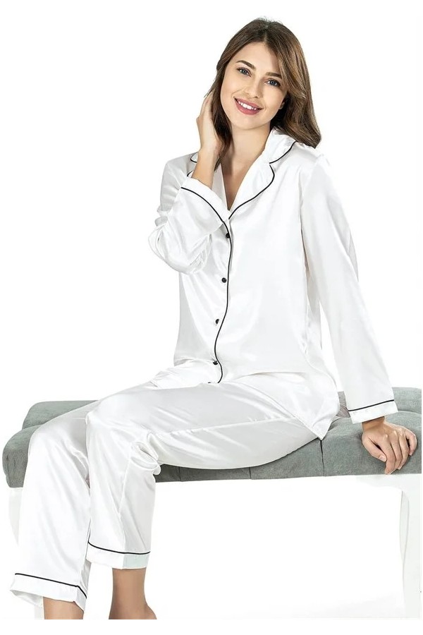 Aesco Aria's Closet Ekru Ikili Saten Gecelik Pijama Takımı 7647