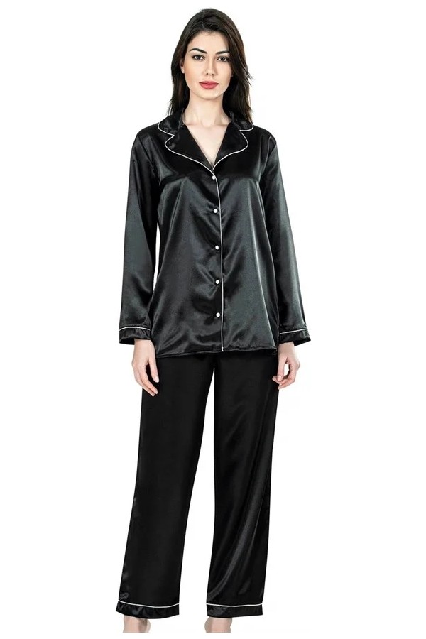 Aesco Aria's Closet Siyah Ikili Saten Gecelik Pijama Takımı 7647