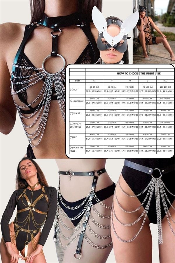 Aesco Arias Closet Deri Fantezi Zincirli Tek Bacak Jartiyer Sexi H0015 görsel 6