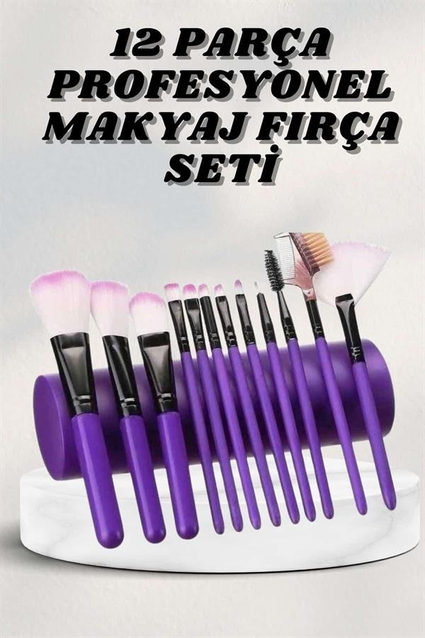 Esranın Dünyası Makyaj Fırçası 12 Parça Set Yumuşak Uçlu Göz Makyajına Uygun Hafif ve Taşınabilir Çanta - Lisinya görsel 2