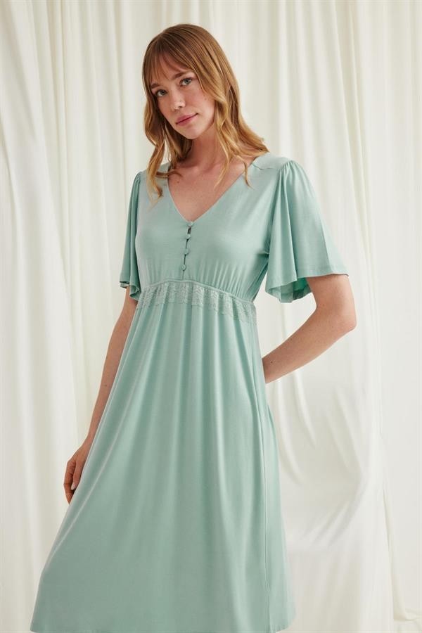 Fantastik Store Arias Closet Dantelli Önü Düğmeli Hamile Lohusa Viskon Gecelik görsel 8