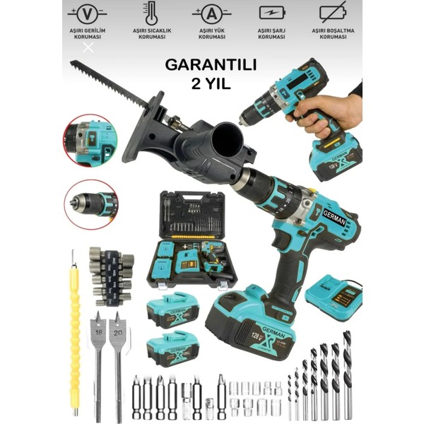 SCHUTZENGER 2'li Set 780RP Bakır Sargı Darbeli Şarjlı Matkap Metal