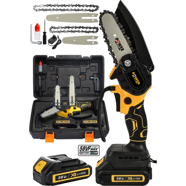 Power Black Extra Güçlü Çift Bataryalı 58VF Şarjlı Ağaç Odun Dal