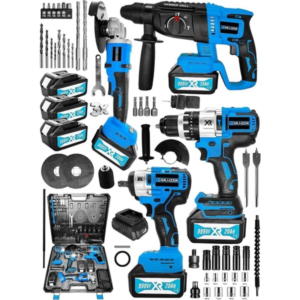 Graizer Alman 999 Vf 20 Ah 4 Lü Set Akülü Şarjlı Kırıcı Delici