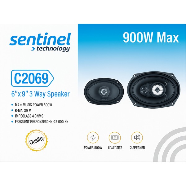 Sentinel Oto Hoparlör 6x9 Oval 900W 6 