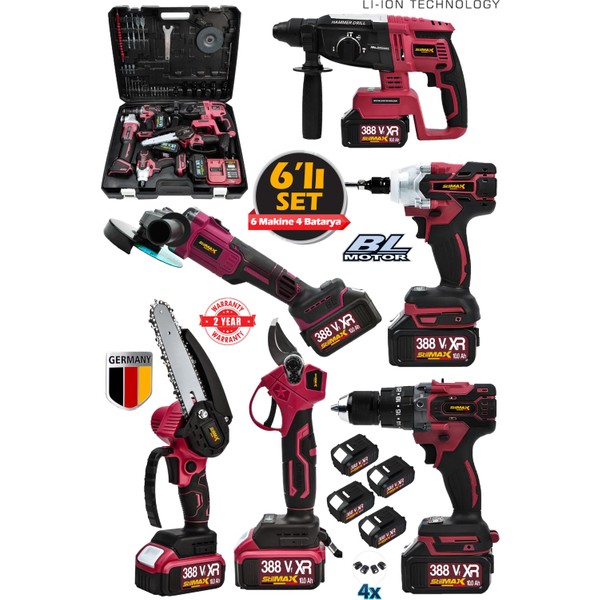 Stilmax 388VF 10AH 6'lı Set Kırıcı Delici Matkap Taşlama Somun