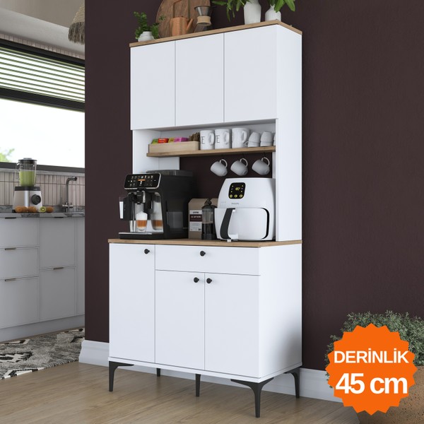 Rani JE196 Çok Amaçlı Dolap 6 Kapaklı 1 Çekmeceli Kiler Mutfak