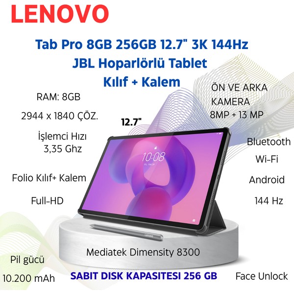 Lenovo Idea Tab Pro 2.2ghz 8gb 256GB 12.7inch' 3k- Android Tablet