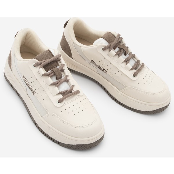 Marjin Kadın Sneaker Yüksek Taban Spor Ayakkabı Loske Ekru - 39