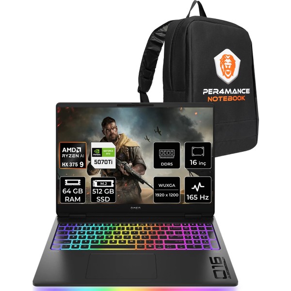 HP Omen Max 16 Ryzen AI 9 HX 375 RTX 5070 Ti 12GB 64GB RAM 512GB