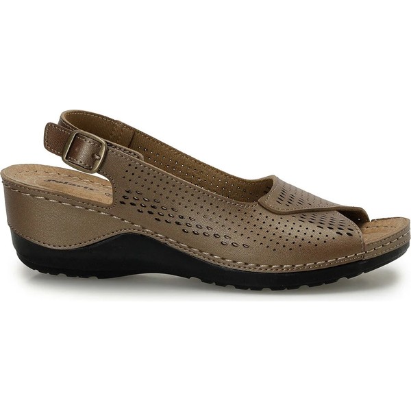 とかさす① Polaris 167248.Z Bronz Kadın Düz Sandalet - Altın - 40 Fiyatları