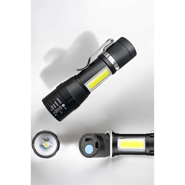 El Feneri LED USB Şarjlı Zoom Mini LED Işık Acil Durum Feneri