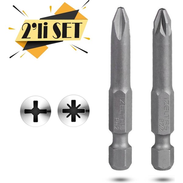 İzeltaş Izeltaş 2'li Yıldız Bits Uç Seti PH2 PZ2 50MM Yüksek