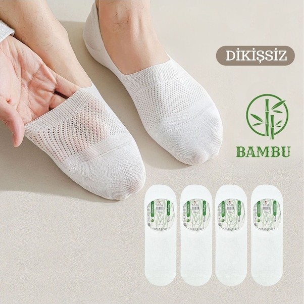 Kral Socks Erkek - Bayan Bambu Babet Çorap Dikişsiz Parfümlü Silikonlu Babet Çorap görsel 2