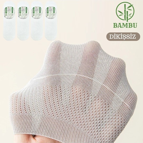 Kral Socks Erkek - Bayan Bambu Babet Çorap Dikişsiz Parfümlü Silikonlu Babet Çorap görsel 4