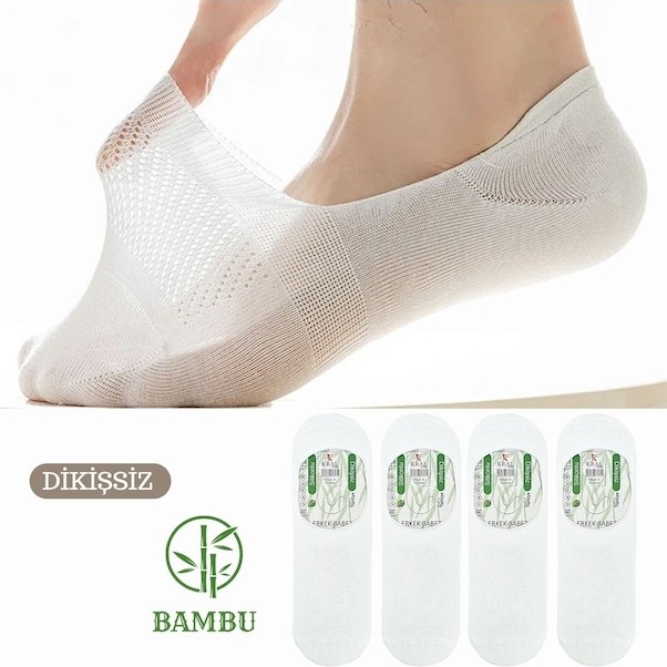 Kral Socks Erkek - Bayan Bambu Babet Çorap Dikişsiz Parfümlü Silikonlu Babet Çorap görsel 5