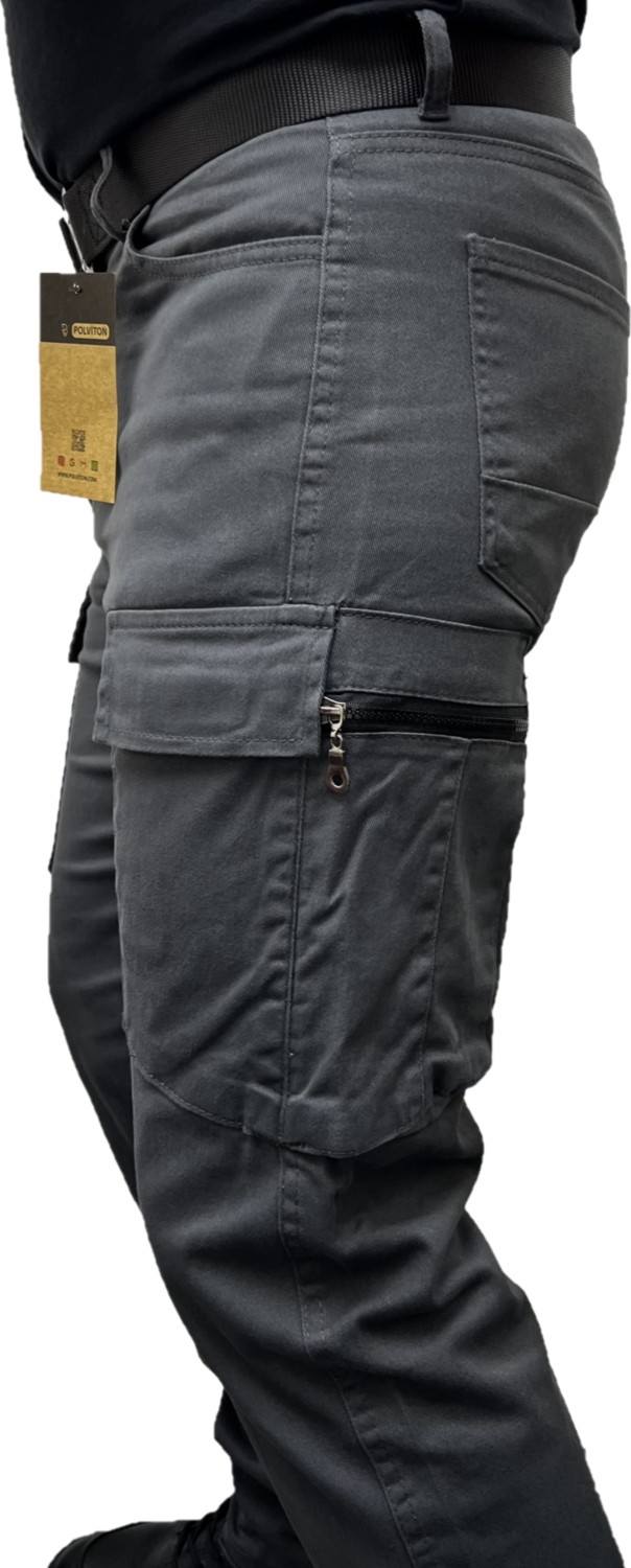 Polviton Erkek Kargo Pantolon Taktikal Cep Gabardin Likralı