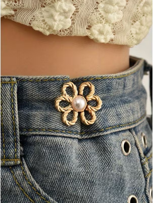Gucso Çiçek Model Pantolon Beli Daraltma Aparatı, Kemer, Broş, Çiçek Model Pantolon Beli Daraltma Çıtçıtı