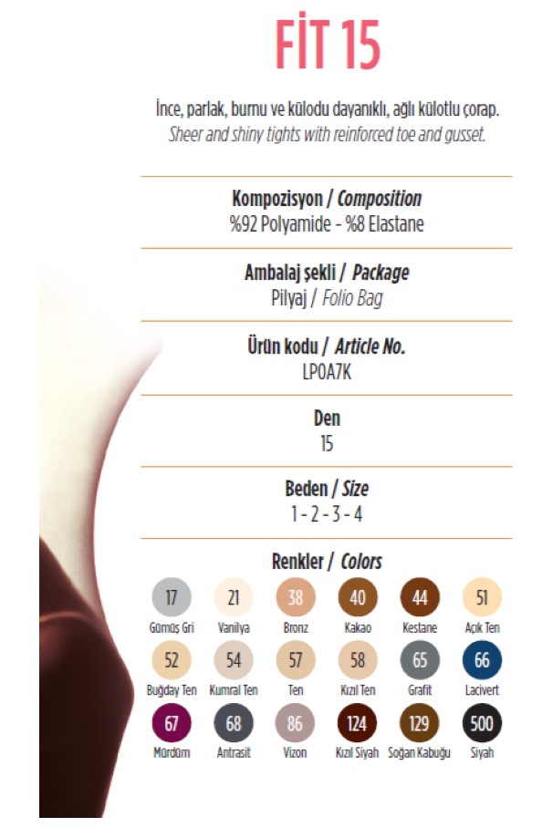 Penti Fit 15 Mürdüm Külotlu Çorap görsel 3
