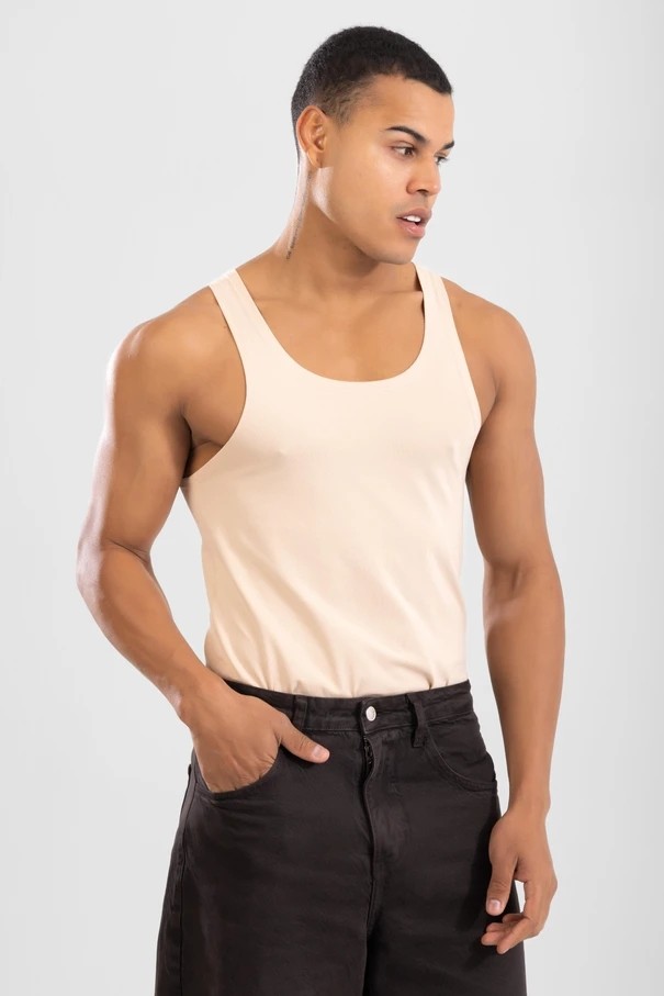 Baykar Erkek Slim Fit Pamuklu Görünmez Atlet Ten Rengi Rahat Kesim Özelliği ile görsel 3