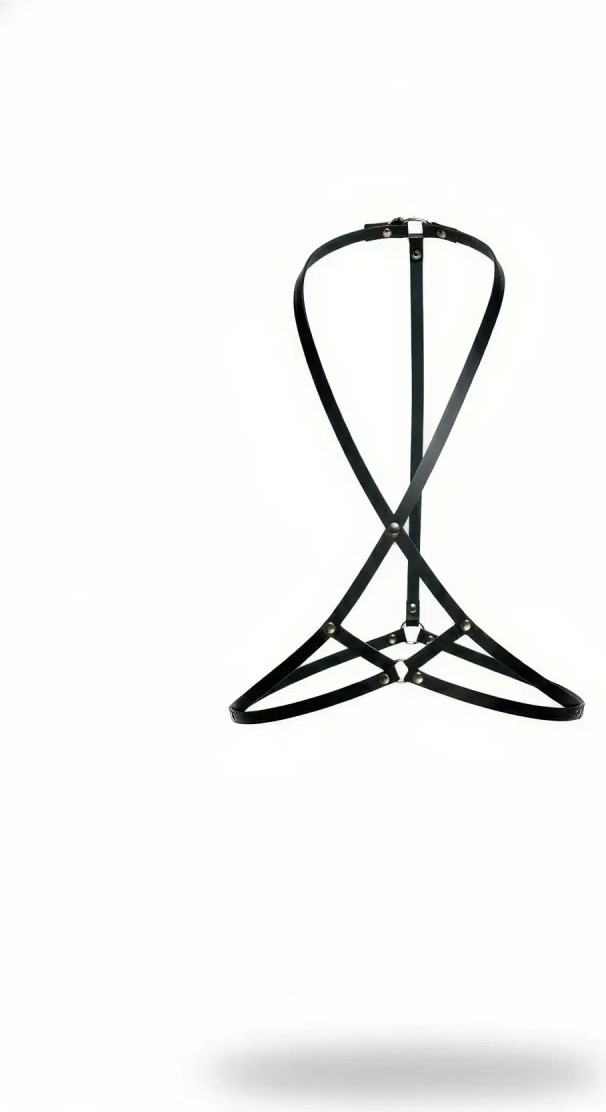 Aesco Siyah Göğüs Harness Deri Ayarlanabilir Metal Detaylı Vücut Aksesuarı - BRF183 görsel 3