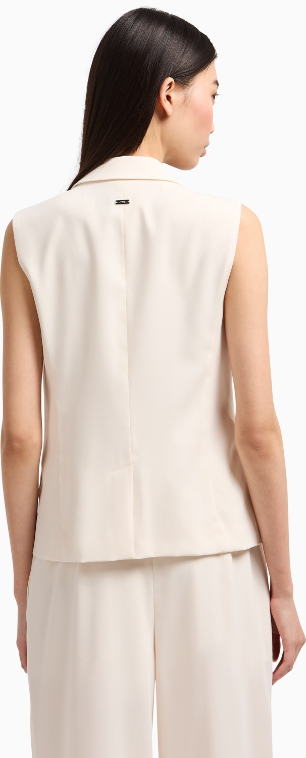 Armani Exchange Kadın Dokuma Kumaş Tek Düğmeli Çentikli Yaka Kolsuz Ekru Mont XW000435 AF12749-U1003 görsel 2
