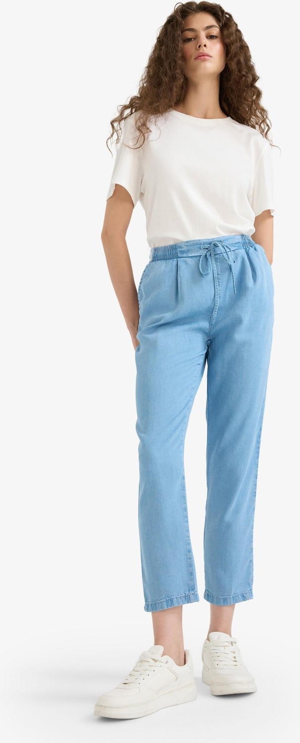DeFacto Pull On Carrot Fit Yüksek Bel Bilek Boy Akışkan Kumaş Yıkamalı Pantolon D8237AX25SM görsel 3