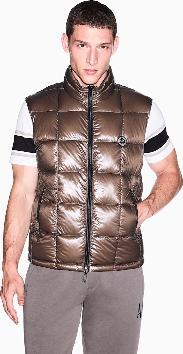 Armani Exchange Erkek Kolsuz Fermuarlı Sıfır Yaka Siyah Yelek XM003475 AF23755-UC001