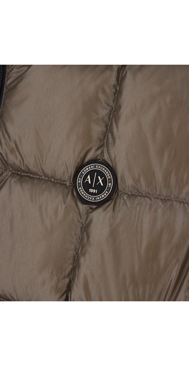 Armani Exchange Erkek Kolsuz Fermuarlı Sıfır Yaka Siyah Yelek XM003475 AF23755-UC001 görsel 6