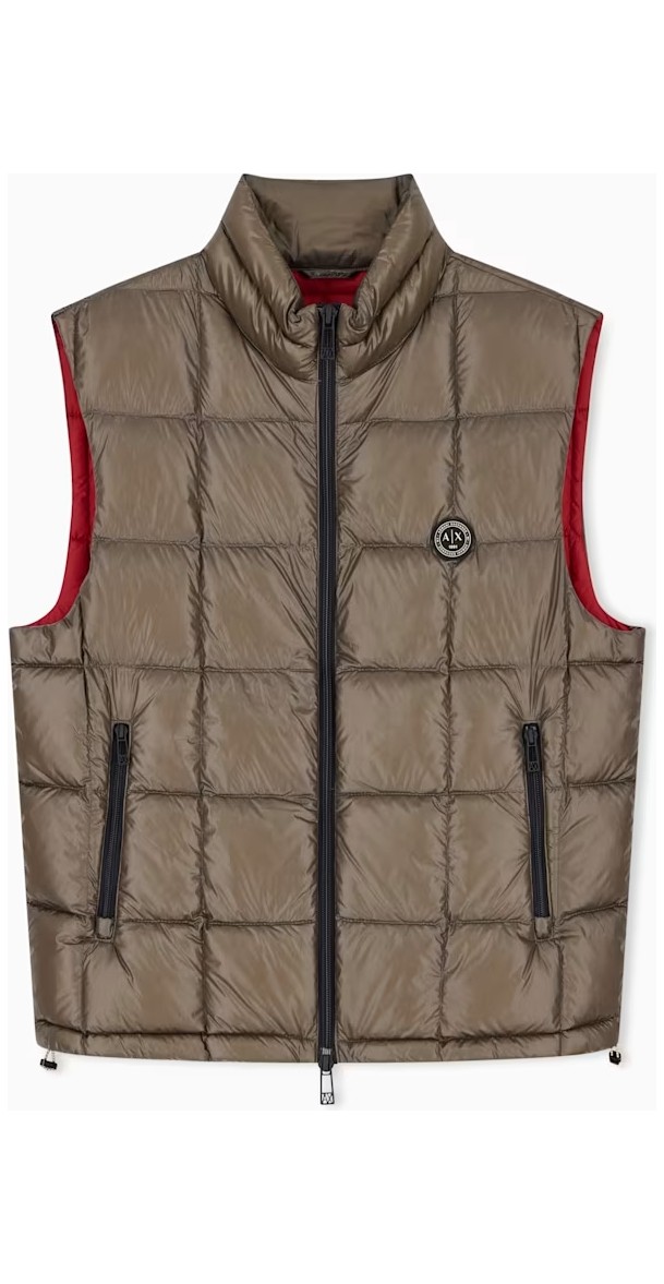 Armani Exchange Erkek Kolsuz Fermuarlı Sıfır Yaka Siyah Yelek XM003475 AF23755-UC001 görsel 7