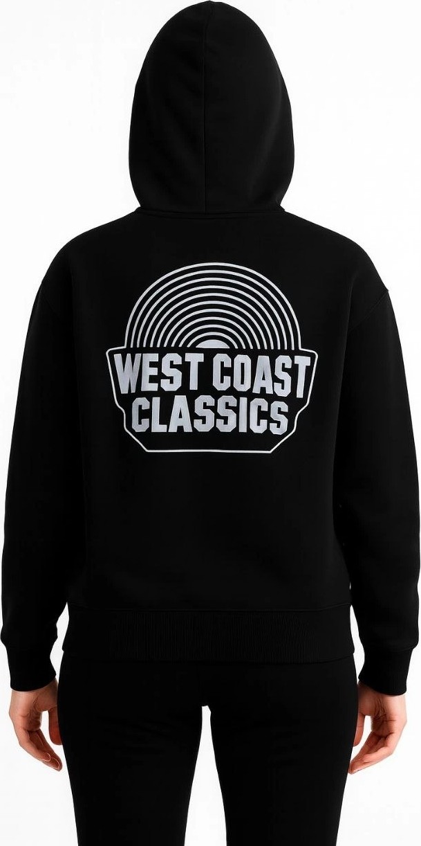 Tarz Yeri Kadın Oversize Kapüşonlu Cepli Baskılı 3 Iplik Pamuklu Hoodie Sweatshirt - Siyah görsel 4
