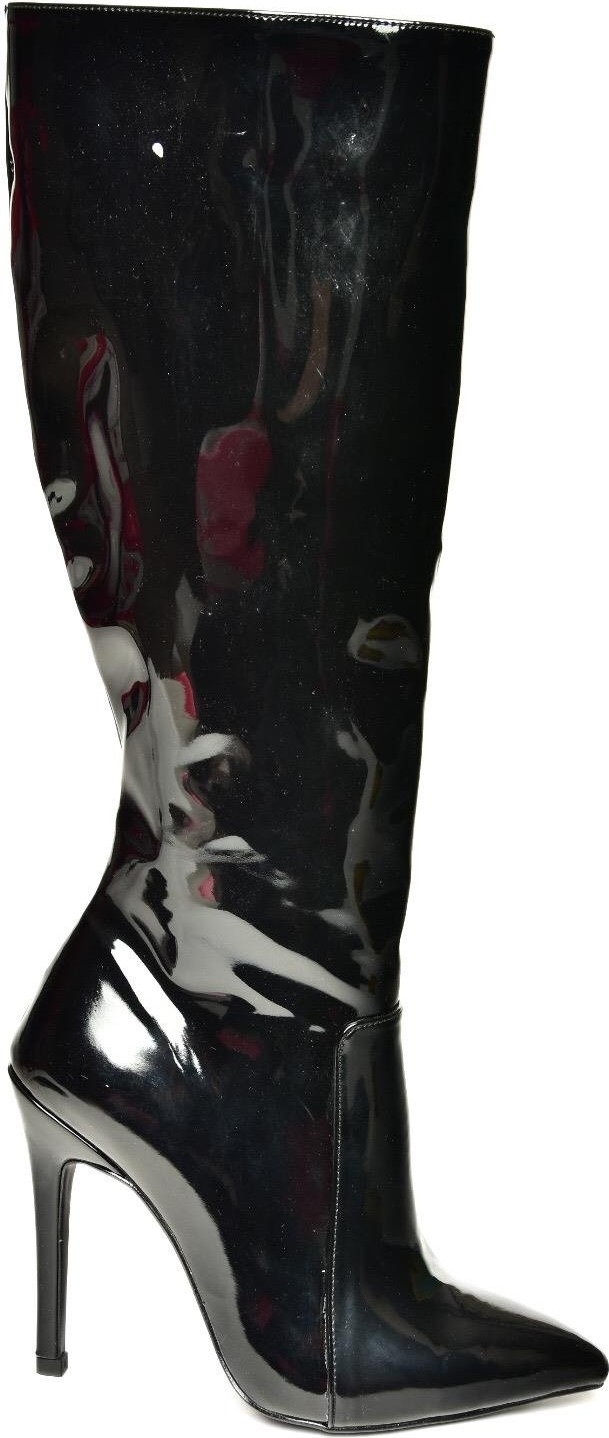 Fox Shoes N372530108 Siyah Rugan Ince Topuklu Sivri Burun Kadın Çizme görsel 5