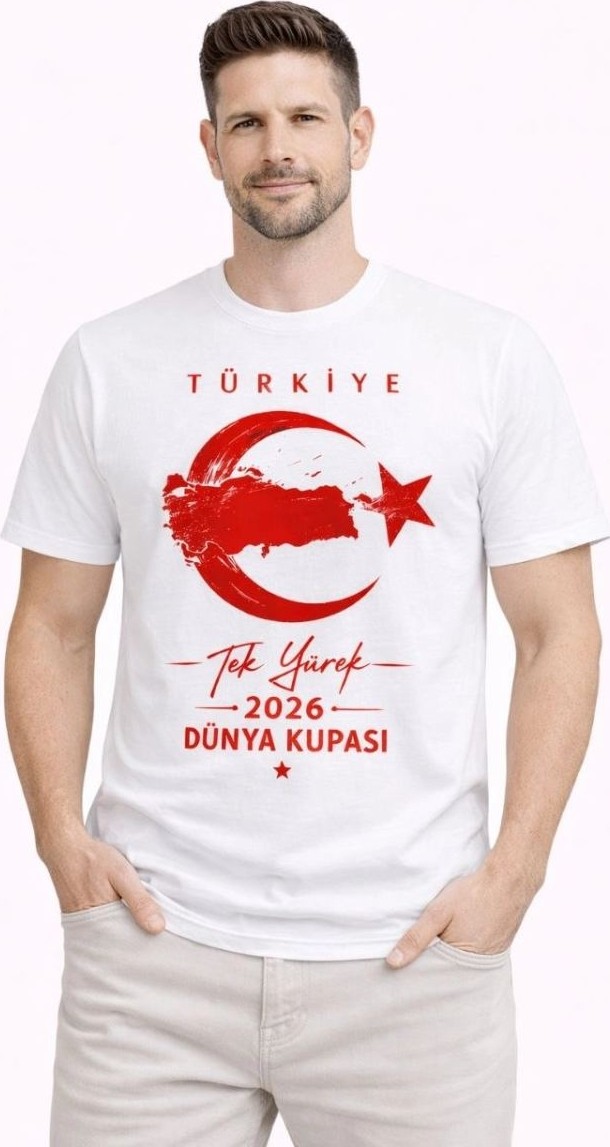 Fantastik Store Erkek Türkiye Ay Yıldız Baskılı Taraftar Forma T-Shirt - Beyaz görsel 2