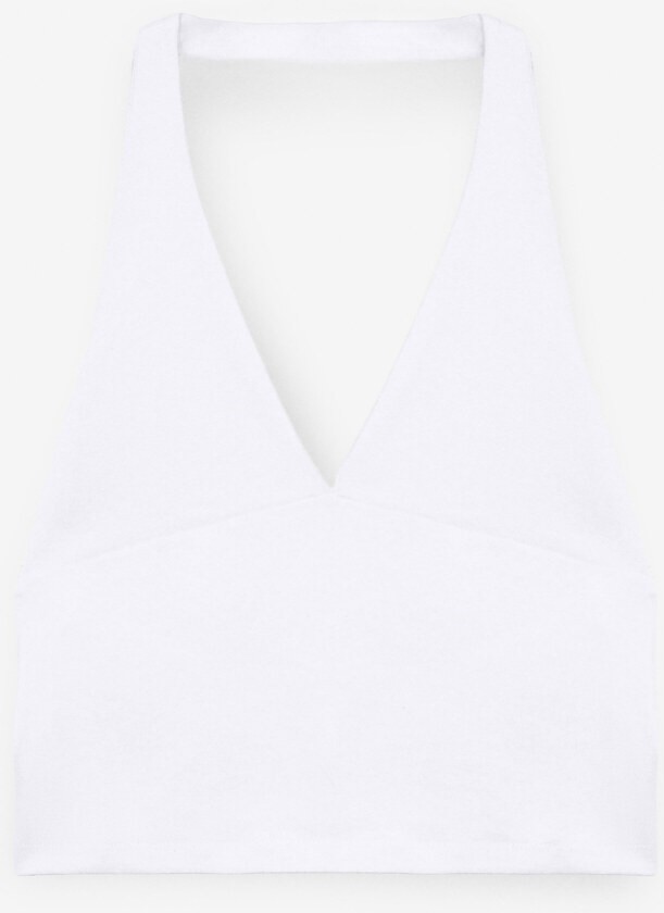 Grimelange MORIENNE Kadın Halter Yaka Kalın Askılı Sırtı Açık Crop Kırmızı Bluz